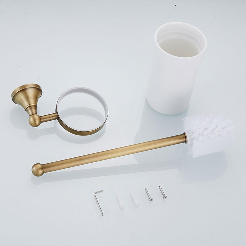 Fiocias 2x Toilet Brush Set Holder Brush + Ceramic Cup + Bar Wall Mounted Antique Style