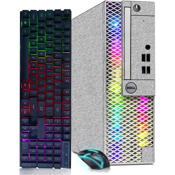 Restored Dell RGB Gaming Desktop PC, Core i5-6500, Radeon RX550 4G, 16G RAM, 1TB SSD, RGB Keyboard Mouse, WiFi, BT