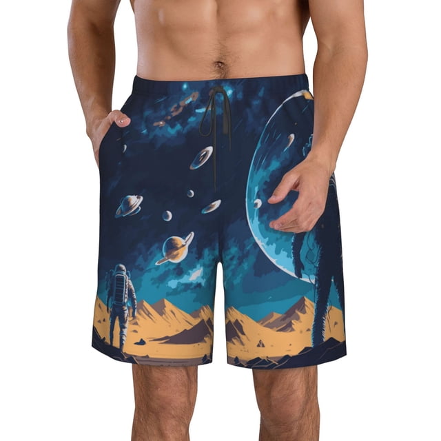 Fotbe Astronaut In A Space Suit On The Planet Trajes de Baño Estampados para Hombre, Shorts de Verano de Secado Rápido, Ropa de Playa, Bañadores-Large