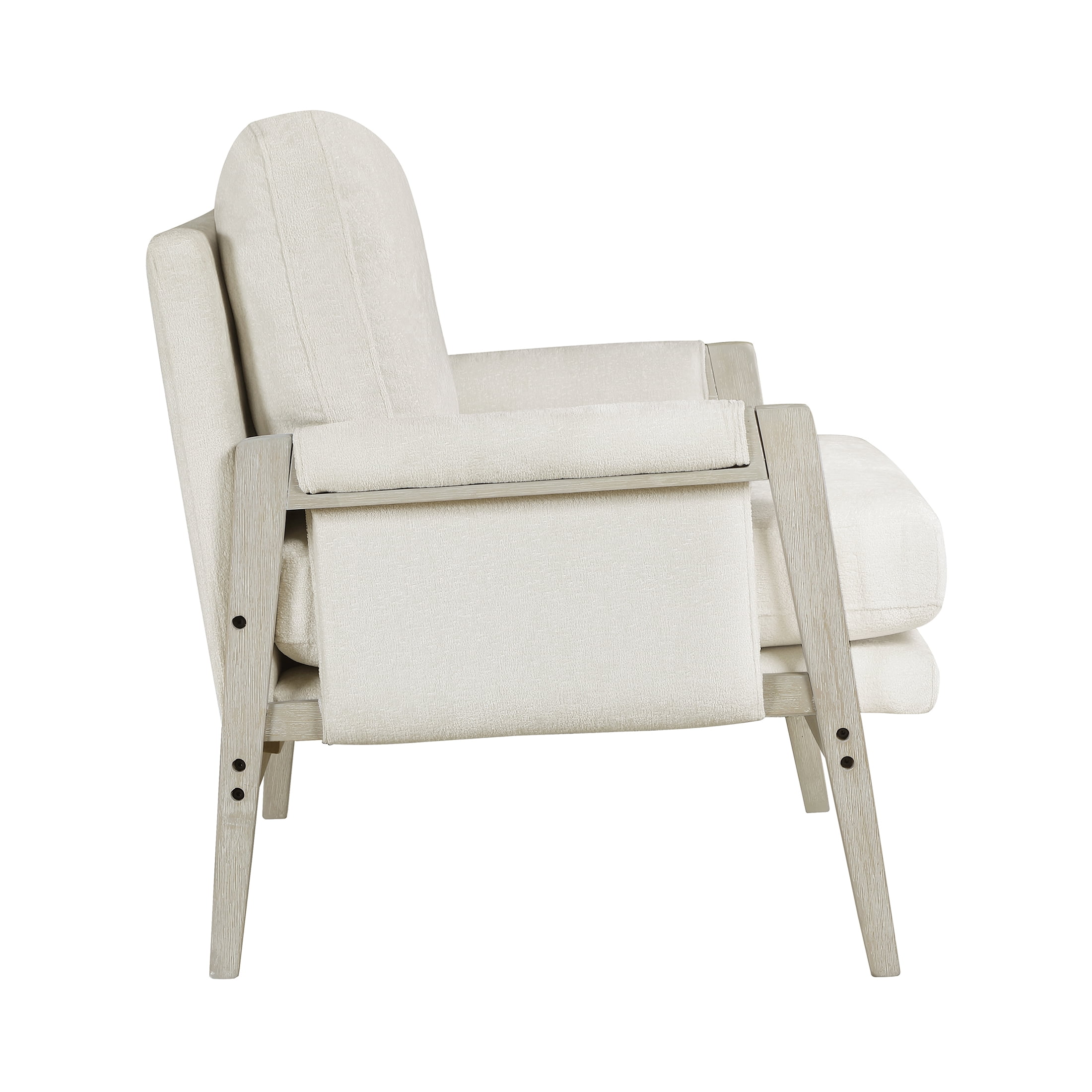 OakvillePark Glentop Wood Frame Chenille Accent Chair, Cream
