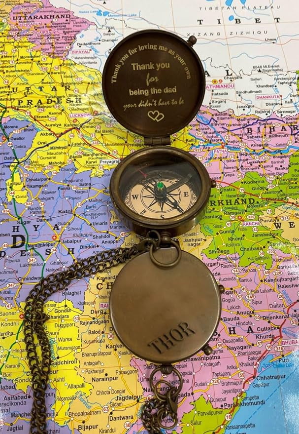 Marine Engraved Compass Brass Pocket Compass Gifts for Men Him Grandson Boys Thank You for Being Dad Engravable Antique Gift Compasses for Graduation
