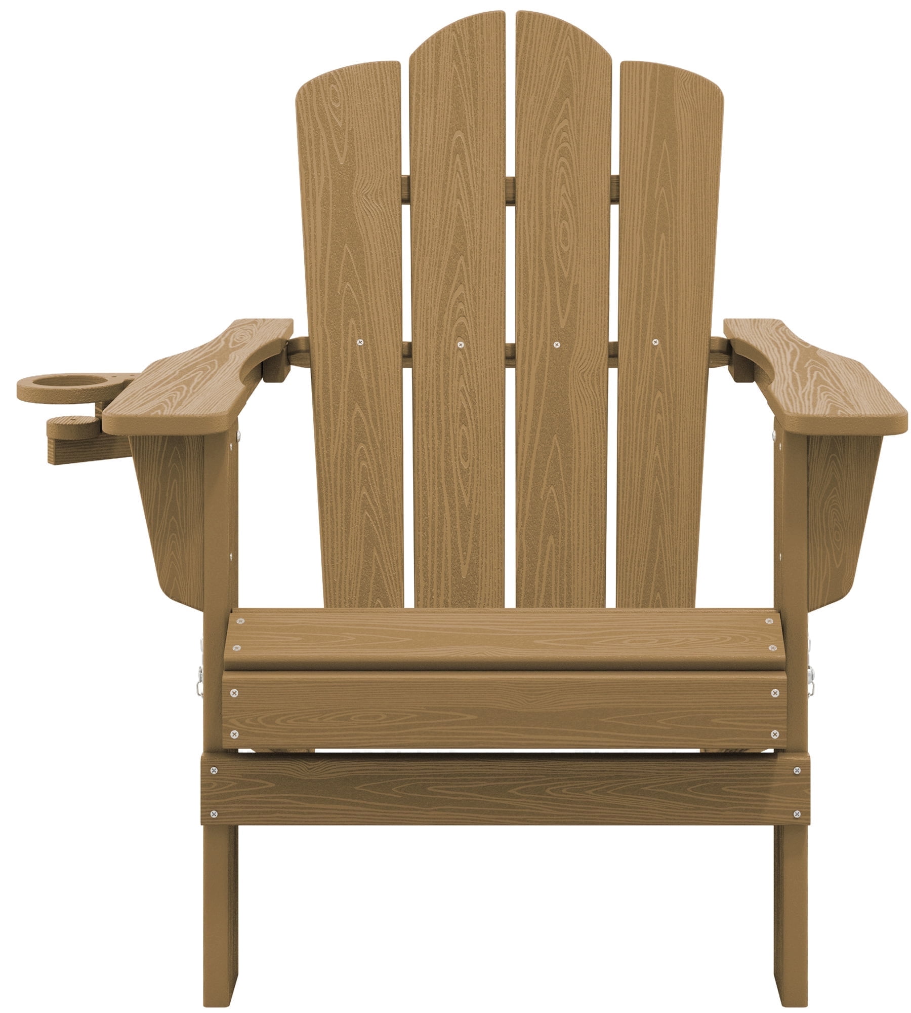 KINGYES Folding Adirondack Chair with Cup Holder, HDPE All-Weather Folding Adirondack Chair, Fir Pit Chairs for Patio Garden Backyard
