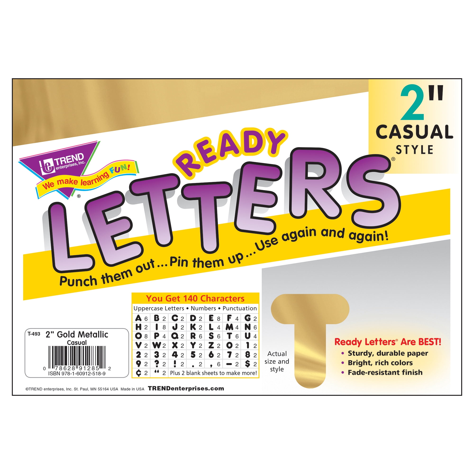 Trend Enterprises Black 4-Inch Playful Combo Ready Letters