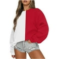 thumbnail image 1 of Rbaofujie Chandail à Capuchon pour Femmes, Rayé, Décontracté, Imprimé, Col Rond, Manches Longues, Haut Ample, Chandails Molletonnés, Rouge, Chandail d'Halloween, 1 of 6