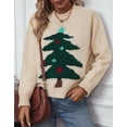 thumbnail image 7 of Womens Sweaters Crew Neck Pullover Festive Christmas Tree Sweaters for Womens Cozy Cream Knit with Colorful Christmas Tree Design, 7 of 7