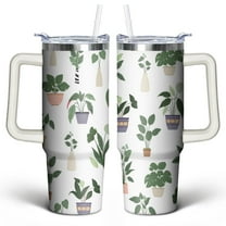 Green Cactus 30 Oz Tumbler with Handle Lid and Straw, Stainless Steel Double Walled Vacuum Insulated Cup, Cute Anniversary Wedding Birthday Gifts Tumbler for Women Men Friends Outdoor Indoor