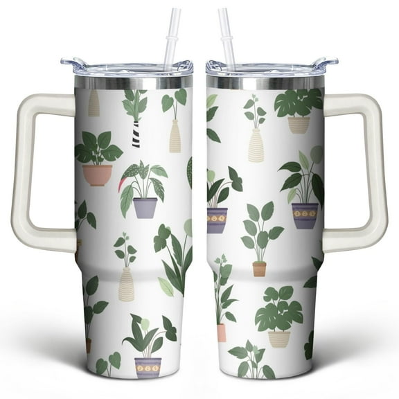 Green Cactus 30 Oz Tumbler with Handle Lid and Straw, Stainless Steel Double Walled Vacuum Insulated Cup, Cute Anniversary Wedding Birthday Gifts Tumbler for Women Men Friends Outdoor Indoor