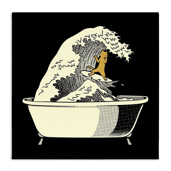 Stupell Industries Modern Kanagawa Bathtub Cat Canvas Art, 17 x 17, by Tobe Fonseca