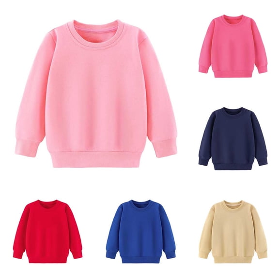 FAIWAD Kids Cotton Sweatshirt Boy Girl Basic Plain Sweatshirt Thin Long Sleeve Crewneck Pullover Tops