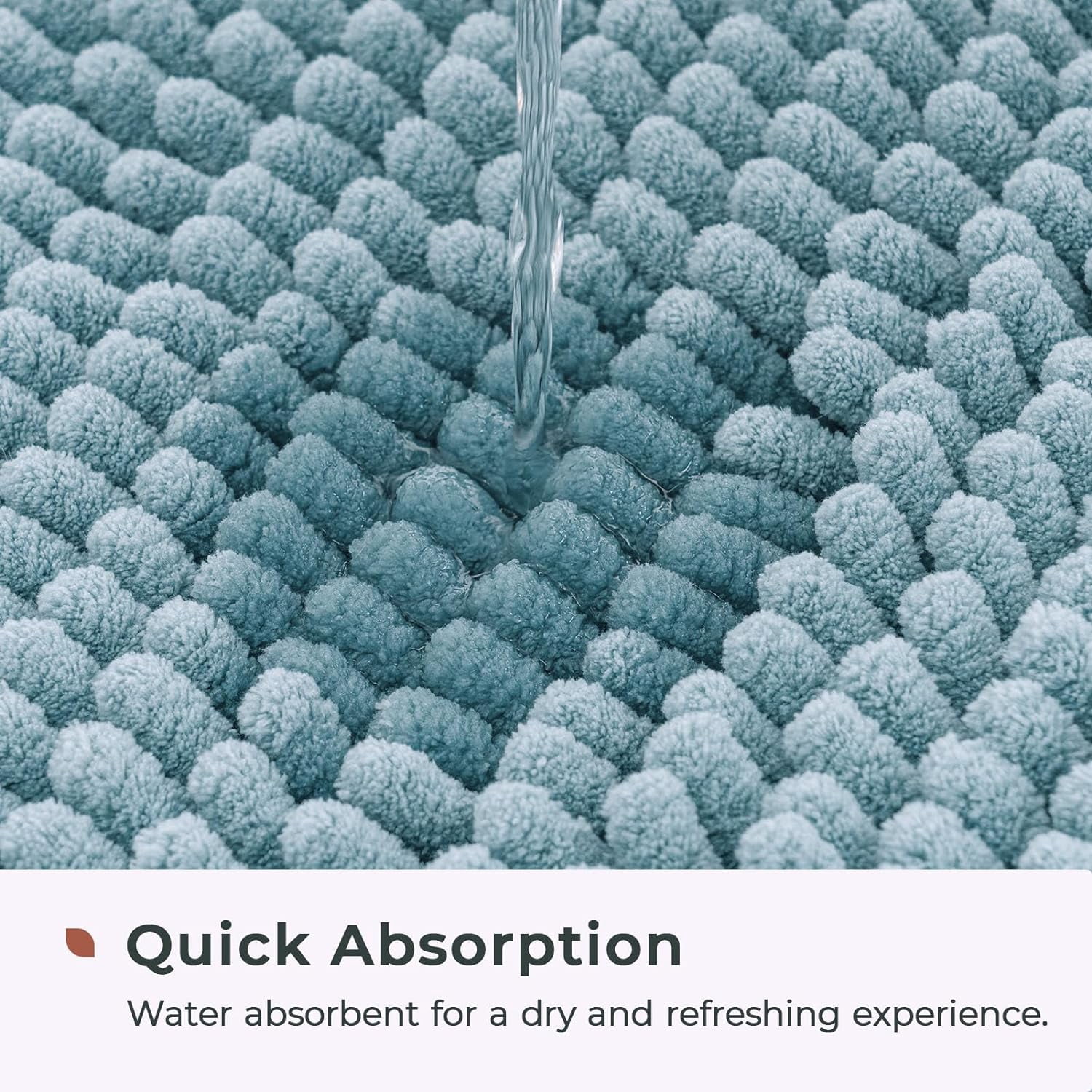 FRESHMINT Chenille Bathroom Rugs Mat 32'' x 20'' Non-Slip Bath Mat for Bathroom Floor & Bathtub, Washable Soft Shower Shag Bath Rugs, Durable Fluffy Thick Water Absorbent Microfiber Shower Mat, Blue