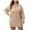 Khaki, variant on Plus Size Sweater Dresses for Women Turndown Collar V-Neck Long Puff Sleeve Stretchy Dresses Lightweight Soft Sweaters Casual Slim-Fit Knitted Sweaters