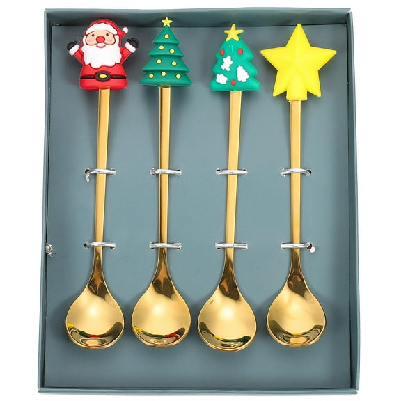 ADDHAT 1Set Streamlined Design Green Dessert Spoons Ideal For Housewarming present And Christmas Dinnerware