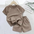 thumbnail image 5 of XZNPDUCQ Toddler Girls Clothes Baby Summer Outfit Short Sleeve T-Shirt Tops Casual Elastic Short 2PCS Set For 6 12 18 24 Months 2T 3T 4T 5T Dailywear Brown，1-2 Years, 5 of 6
