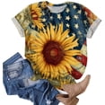 thumbnail image 4 of Yindaity Memorial Day T Shirts for Women American Flag Shirts for Women 4th of July T-Shirt USA Print Patriotic Shirt Stars and Stripes Tees(Yellow,S), 4 of 7