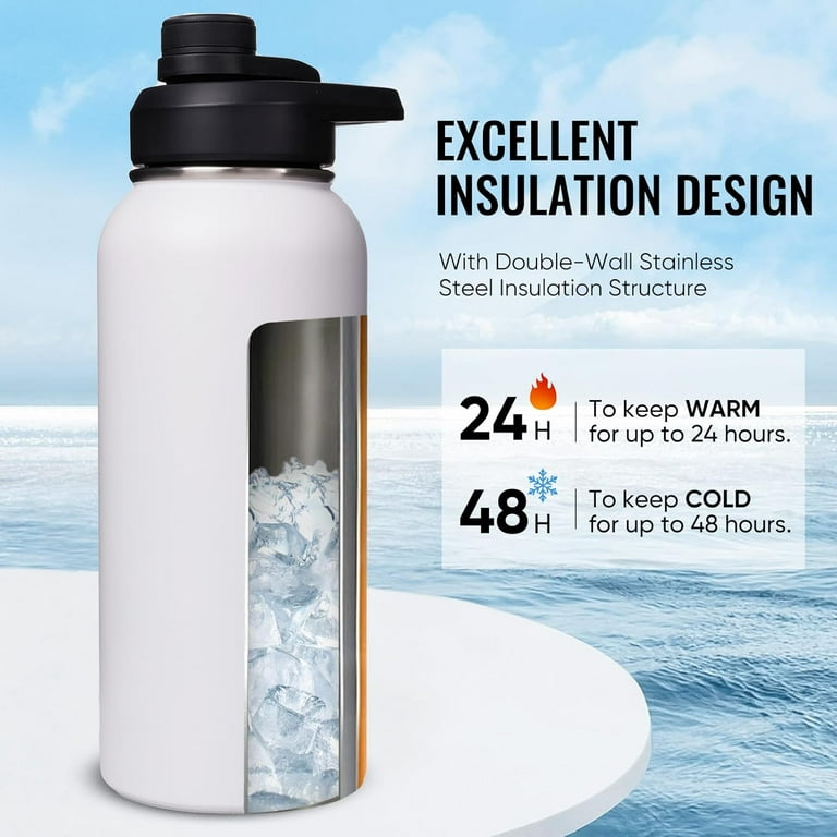 32 oz Insulated Water Bottle with Handle, 304 Stainless Steel