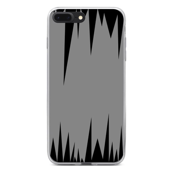 DistinctInk Clear Shockproof Hybrid Case for iPhone 7 PLUS / 8 PLUS (5.5" Screen) - TPU Bumper, Acrylic Back, Tempered Glass Screen Protector - Grey Black Spikes