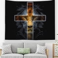 thumbnail image 1 of Tapiz para colgar en la pared con forma de cruz de león y rey león, 150 cm x 130 cm, 1 of 1