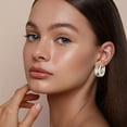 thumbnail image 4 of Lancharmed Silver Plated Womens Earrings,Wide U Shaped Bezel Earring Grandparents Gifts, 4 of 7