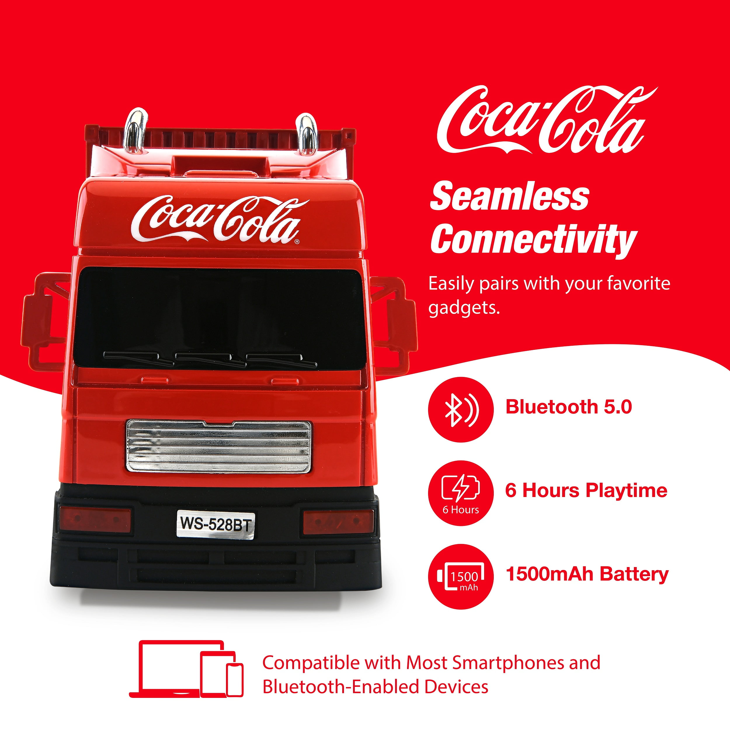 Coca-Cola Truck Shaped Bluetooth Speaker with FM Radio and LED Lights