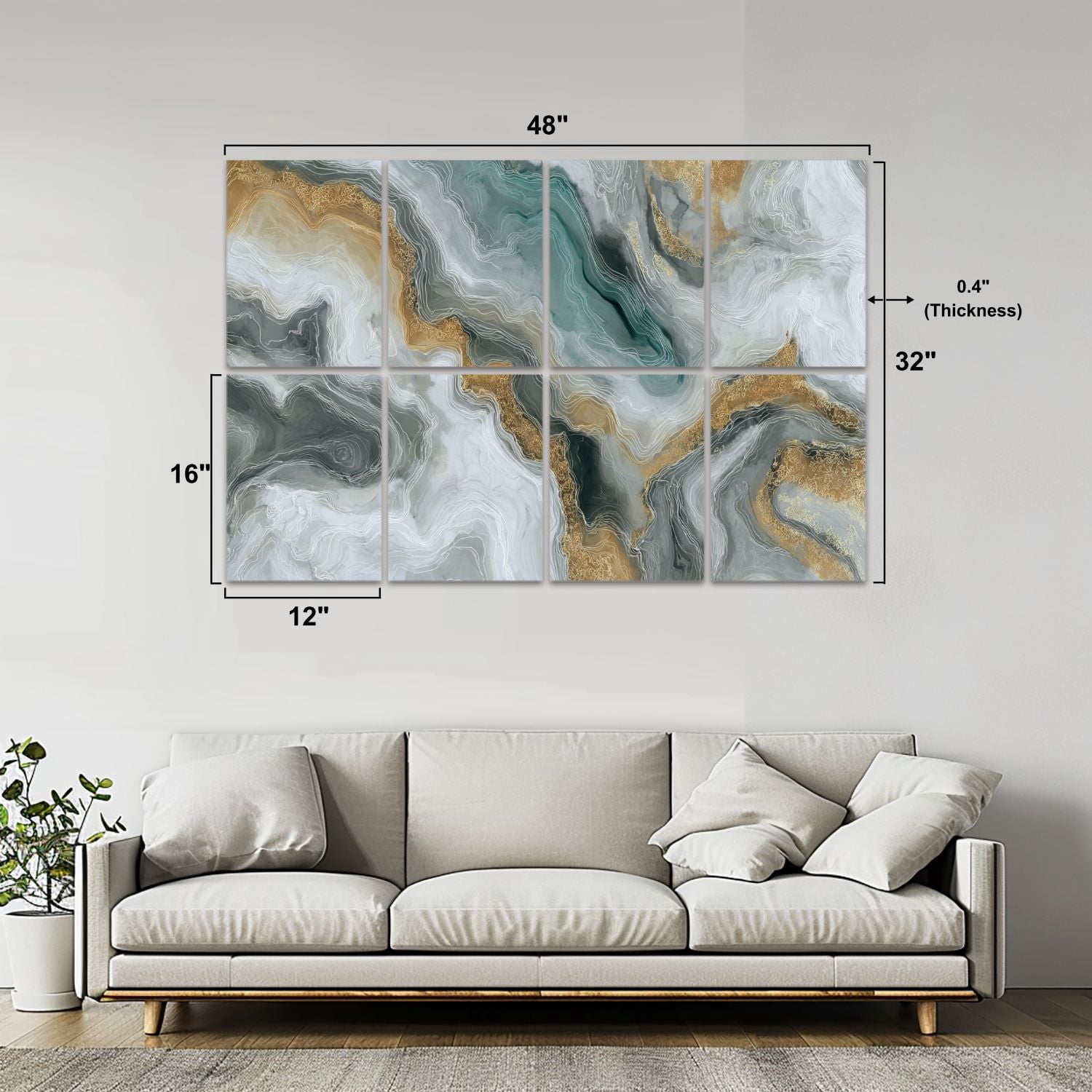 Marble 8 Pack Art Acoustic Panels Sound Absorbing white marble golden veins Abstract Decorative Soundproof Wall Panels Self Adhesive for Nursery Game Room Bedroom 48"x32"