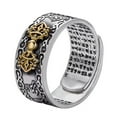 thumbnail image 2 of Pink Season Men Ring Vintage Carving Mantra Scripture Adjustable Bring Luck Wealth Birthday Gift Male Chinese Feng Shui Pixiu Finger Ring Retro Jewelry, 2 of 8
