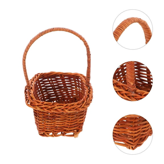 WHAMVOX Mini Wicker Basket With Handle For Garden Harvest And Picnic Small Woven Basket For Decoration suitable For DIY Crafts And Flower Arrangements