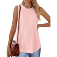 thumbnail image 2 of sunsanly Summer Casual Vest O-neck Sleeveless Loose Fit Tank Tops Solid Color Pullover Tops Mid-length Vest Streetwear, 2 of 8