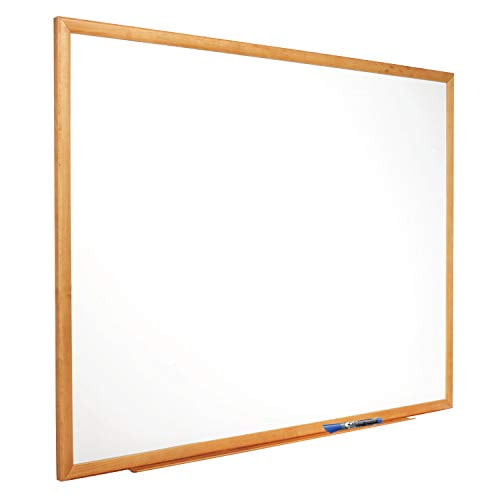 Quartet Combination Whiteboard & Corkboard, 3' x 2' Combo White Board & Cork Board, Oak Finish Frame (S553)