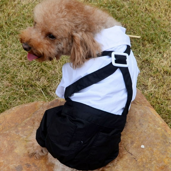 Soimiss 1Set Dog Gentleman Dress Cotton White Dog Costume for New Year's Eve