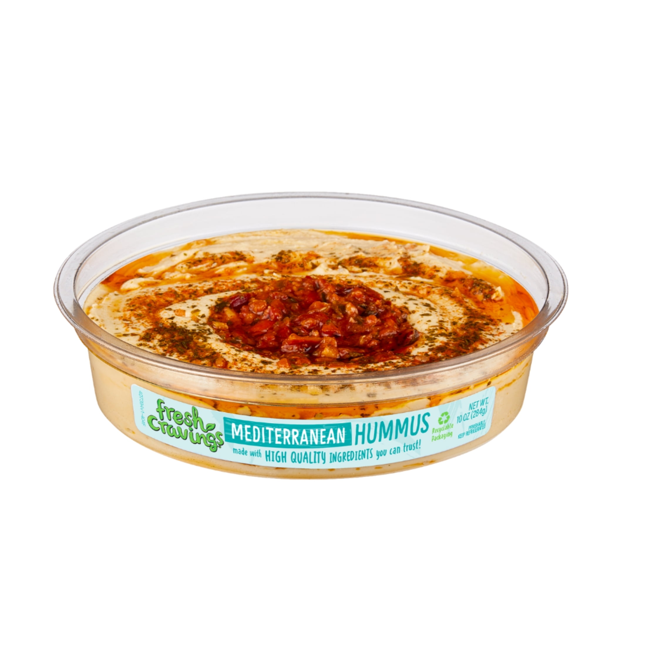 Fresh Cravings Mediterranean Hummus Dip, 10 oz. Plastic Tub, Gluten-Free, 2 Tbsp (32g), Contains: Sesame