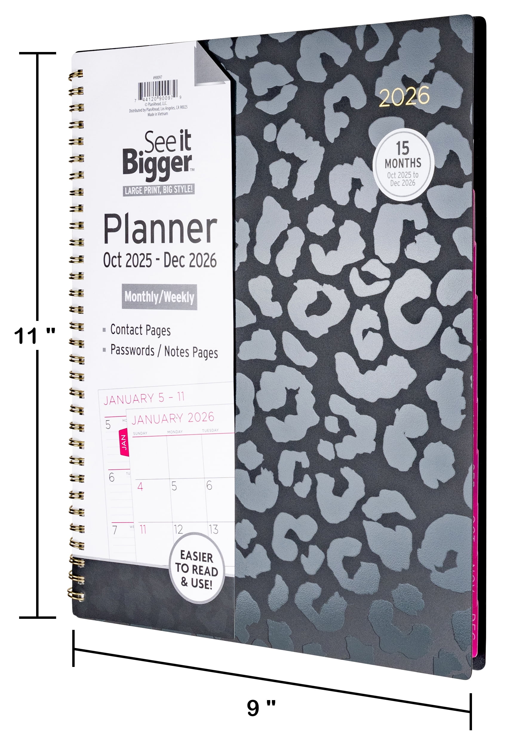 See&nbsp;it&nbsp;Bigger&nbsp;Monthly&nbsp;Weekly&nbsp;Planner Large (8.5 x 11) Black&nbsp;15-Month Oct 2025-Dec&nbsp;2026