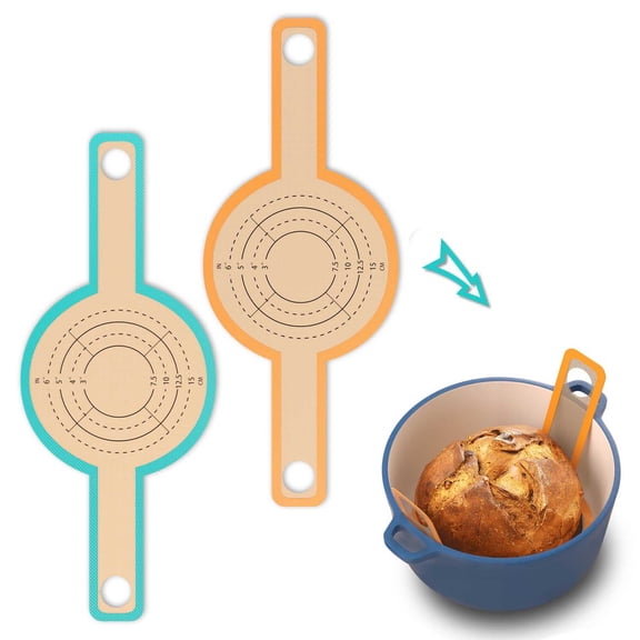 2-Pack Silicone Bread Sling ,Silicone Baking Mat with Loaf Guide ,Non Stick, Washable Dough Proofing Liner,Reusable for Toasters,Sourdough Bread Baking.