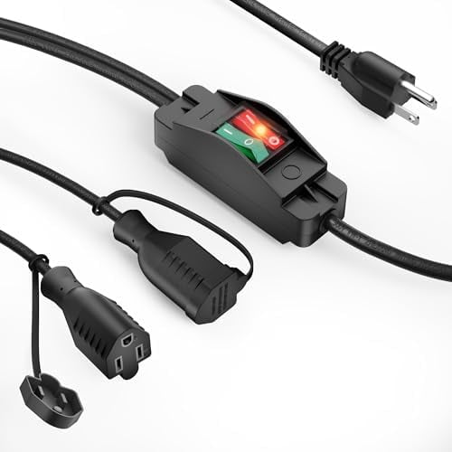 2-Way Power Cord Splitter with On/Off Switche, 3 Prong Outdoor Extension Cord, 14AWG Heavy-Duty SJTW15A 125V,18AWG 10A/125V Extension Cord for Home & Office&ETL(1.6Ft)$$Tools & Hardware Other