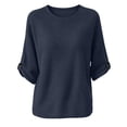 thumbnail image 6 of Aezemi Women Waffle 3/4 Sleeve Shirt Round Neck Pullover Knit Dressy Casual Breathable Comfy Blouses Spring Summer Outdoor Fashion Casual Tops XXL, 6 of 7