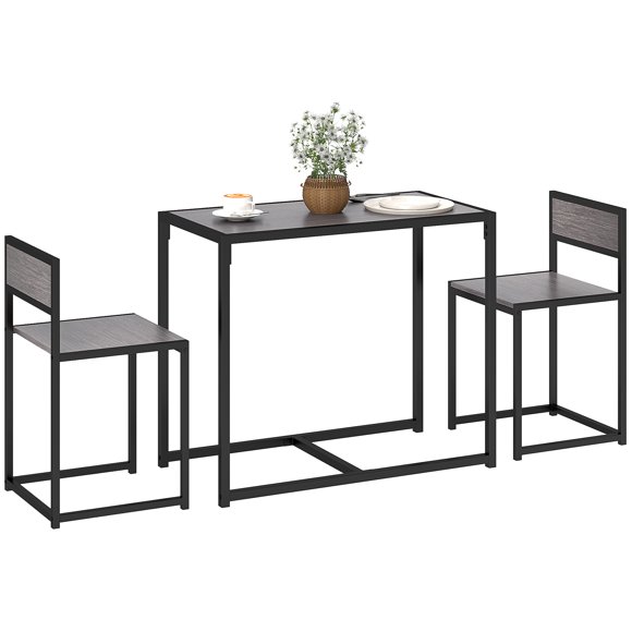 HOMCOM Industrial Dining Table Set for 2, Small Kitchen Table and Chairs