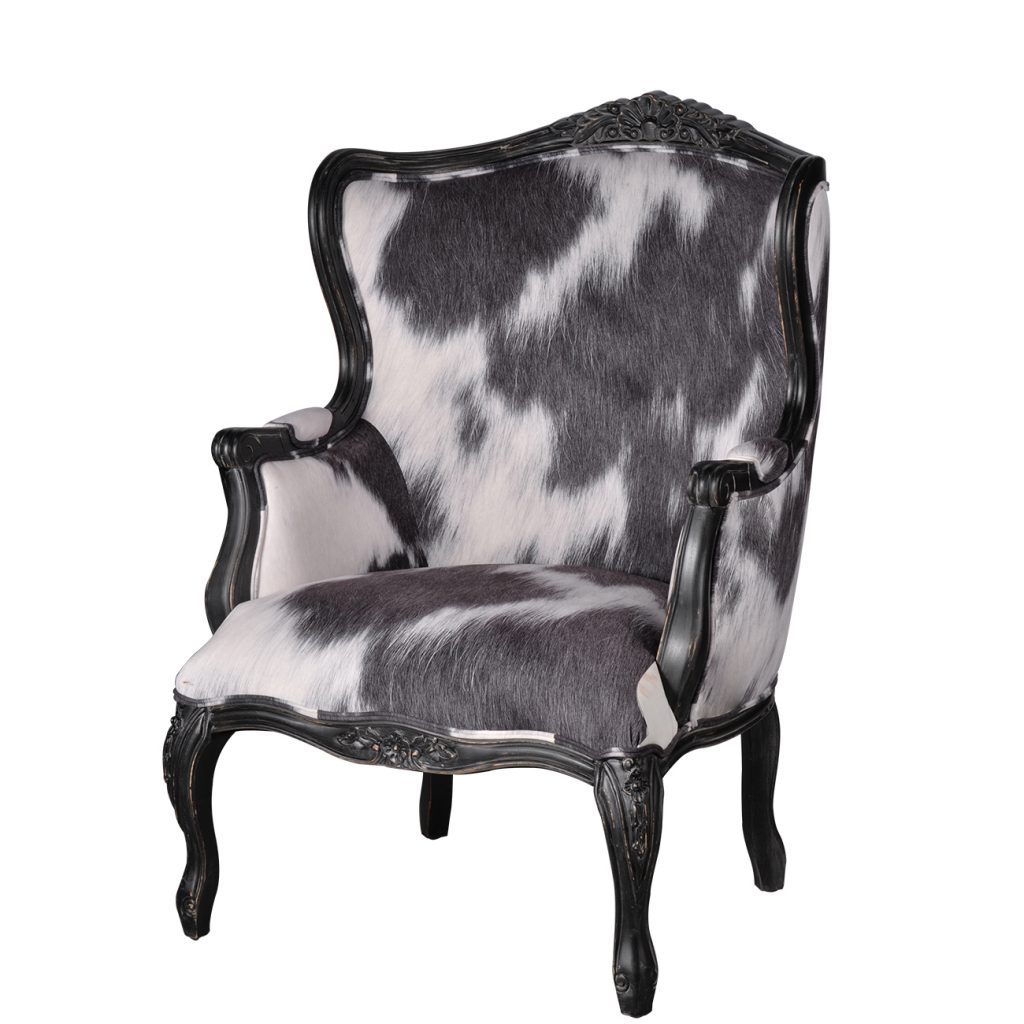 black and white cowhide chairs