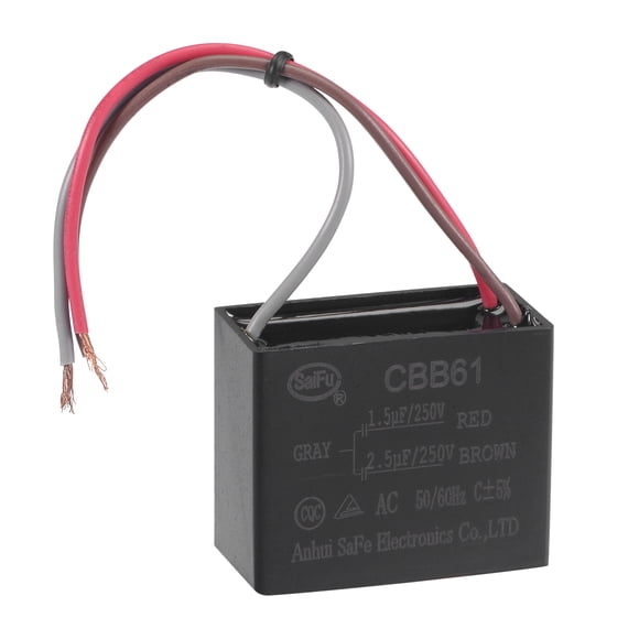 Capacitor de ventilador de techo CBB61 de 1.5/2.5uF 250V AC 3 cables Uxcell, 1 paquete