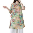 thumbnail image 3 of YM YOUMU Women Floral Ethnic Shirt Dress Frog Button Cheongsam Qipao Blouse Tops Casual, 3 of 3