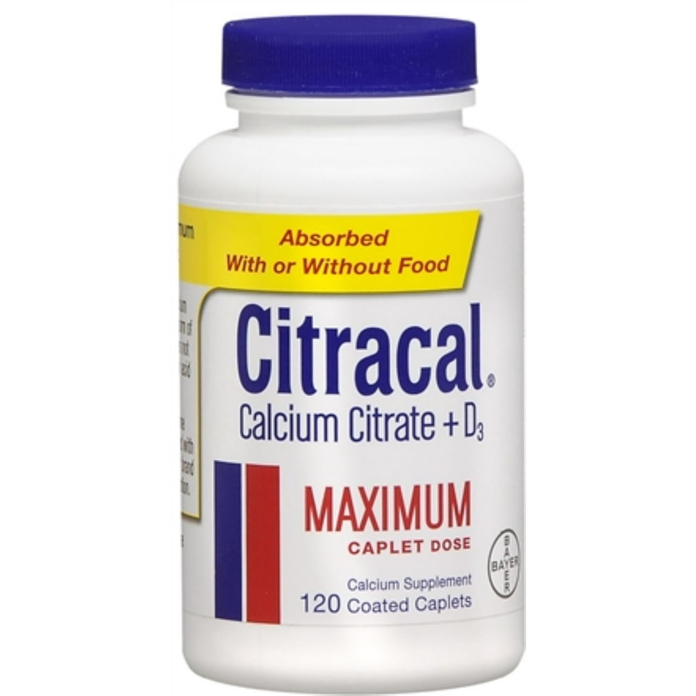 Citracal Maximum Caplets with Vitamin D, 120 ea (Pack of 2) - Walmart ...