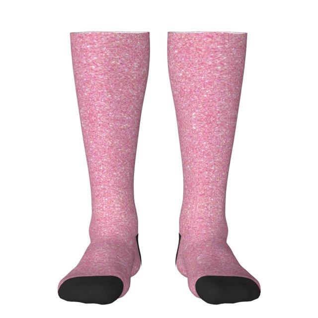 Fotbe Glitter Pink Calcetas Divertidas Estampadas para Hombre y Mujer, Calcetas de Algodón hasta la Rodilla para Caminar, Correr, Enfermería y Embarazo
