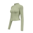 thumbnail image 5 of Women's Cropped Lightweight Stretchy Running Track Jackets Zip up Long Sleeve Athletic Yoga Tops with Thumb Holes Daily Travel Sun Protection Outfits, 5 of 5