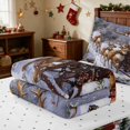 thumbnail image 5 of Manfei Santa Zipper Twin Comforter Sets with Fitted Sheet and 2 Pillowcases Reindeer Zipper Bedding Set, Lilac White, Reversible, 5 of 7