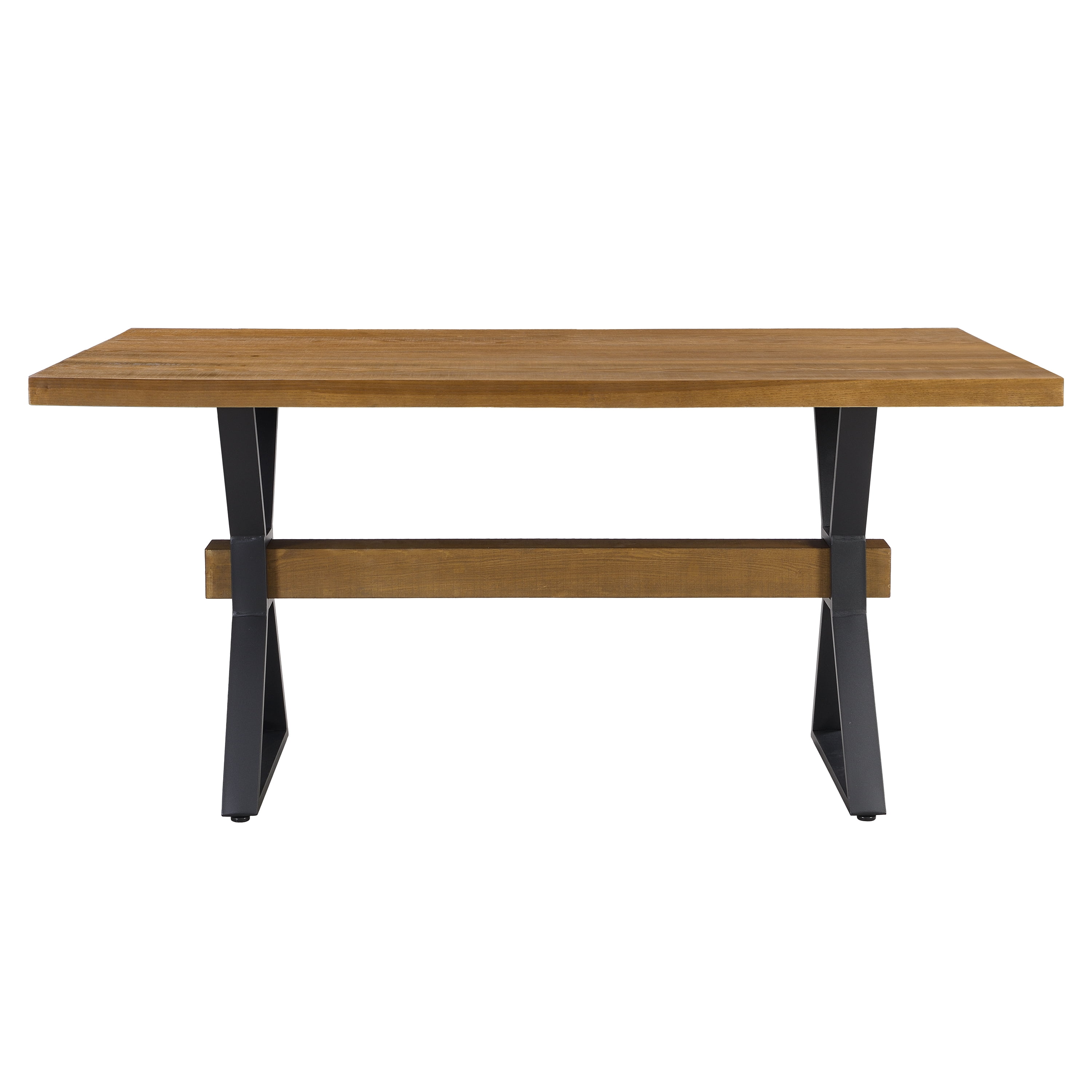 Euroco 63" Wood Rectangular Dining Table for 4-6, Kitchen Table with X-shaped Metal Legs for Kitchen Dining Room,Living Room,Brown