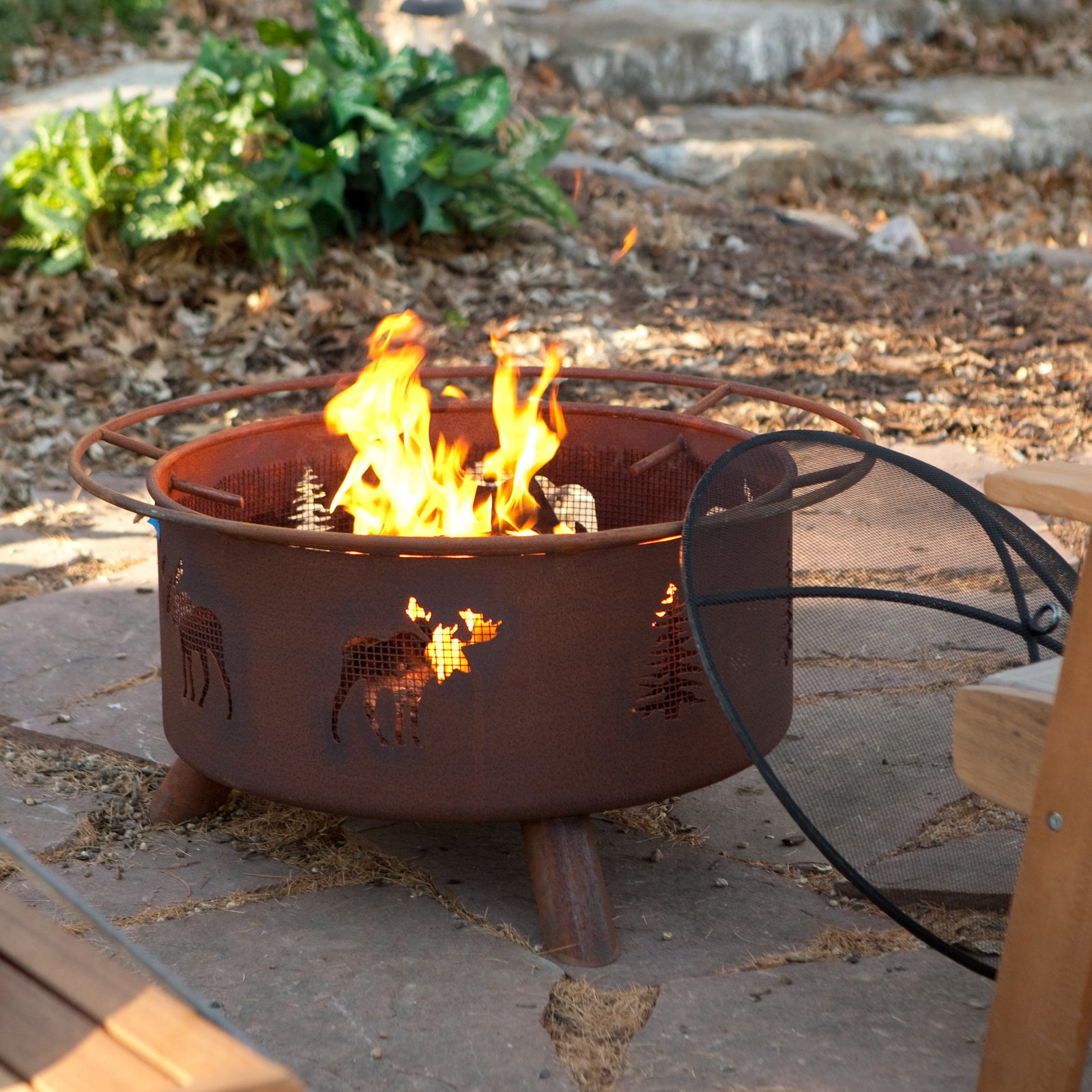 Patina Moose And Tree 31 Diam Fire Pit With Free Cover Com Patina Moose And Tree 31 Diam Fire Pit With Free Cover