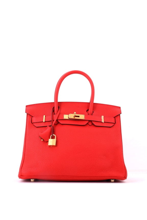 Pre-Owned Birkin Handbag Granuim Togo with Gold Hardware 30 By Rebag
