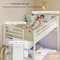 thumbnail image 6 of Bunk Bed Twin Over Twin with 8 Storage Drawers & Charging Station & LED Lights, Metal Bunk Beds with Upholstered Storage Headboard and Shelf, Twin Loft Bed for Teen, Safety Guardrail & Ladder, White, 6 of 9
