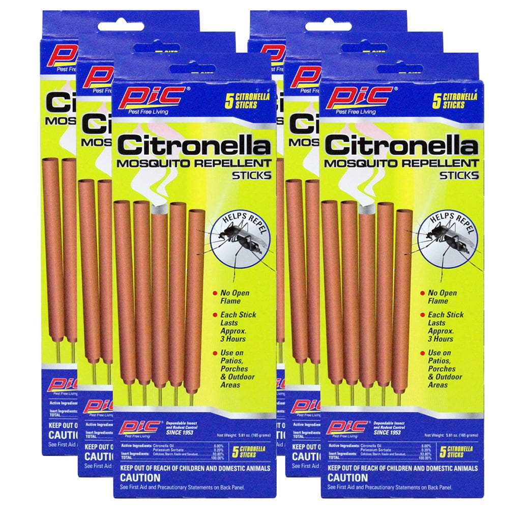 PIC Citronella Mosquito Repellent Sticks, 5 Count (Pack of 6) Walmart