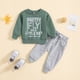 thumbnail image 5 of Gibobby Conjunto de camisas y pantalones largos para niños Tops y pantalones con estampado de de manga larga para niños Conjunto y trajes para niños de 3 piezas(Verde,0-3 Months), 5 of 5