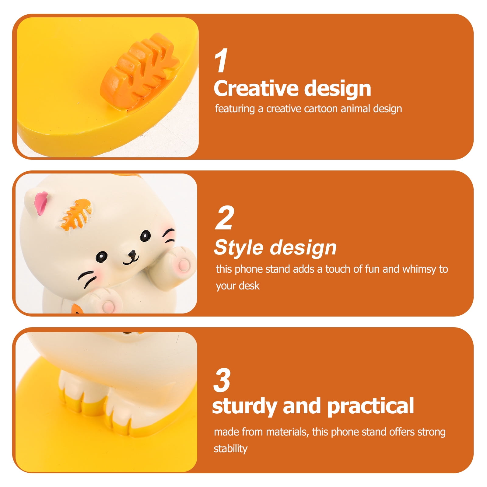FRCOLOR Cute Cartoon Cat Phone Stand for Watching Videos Creative Resin Desk Accessory Portable