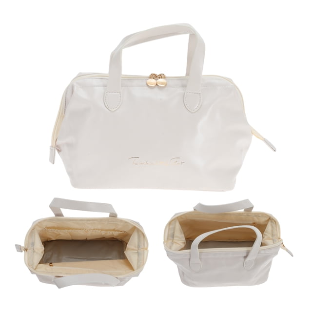 Bolso de Maquillaje Unique Bargains de Gran Capacidad PU para Viaje, Bolsa Cosmética para Mujeres, Bolsa de Aseo Impermeable y Duradera con Múltiples Compartimentos Beige
